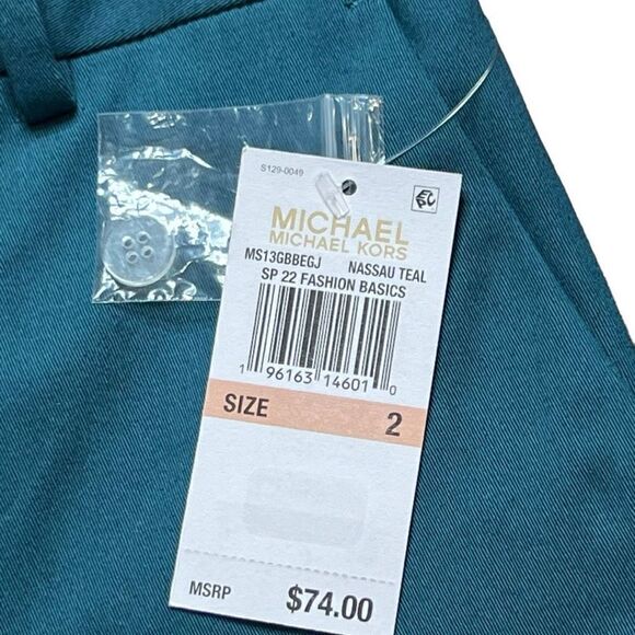 NWT Michael Kors Women's Shorts Spring 22 Fashion Basics Casual Teal Size 2 - Picture 5 of 6